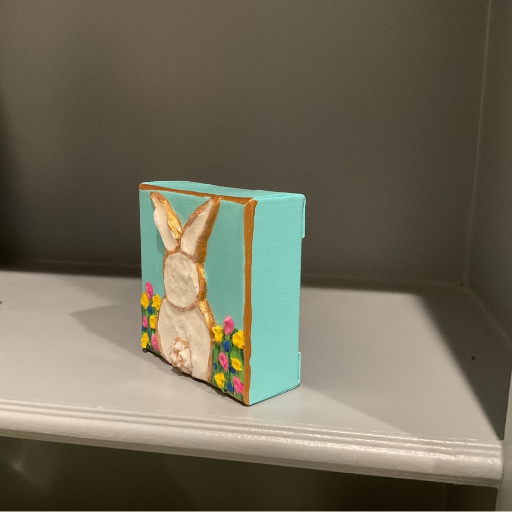 🔴Easter or Baby Nursery Art🔴Sparkly Colorful Bunny Canvas Art🔴Original Art🔴 - Picture 6 of 7